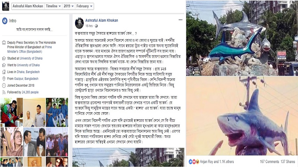 কক্সবাজারের ডলফিন মোড়ে কেন হাঙ্গরের ভাস্কর্য?