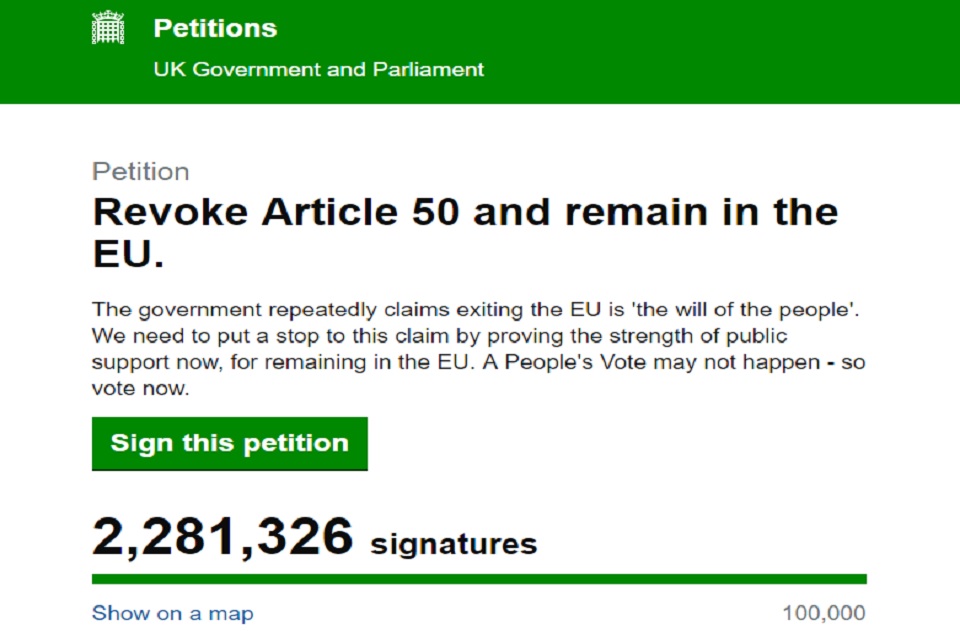 ব্রেক্সিট বাতিলের পিটিশনে রেকর্ড গড়ে সাইন