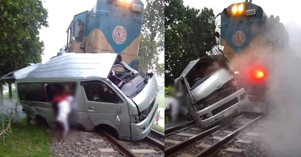 ট্রেনের ধাক্কায় চুর্ণ মাইক্রোবাস, বর-কনে সহ নিহত ১০