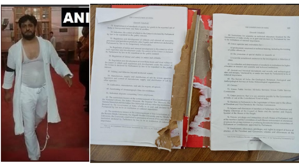 প্রস্তাব শুনেই রাজ্যসভায় ছিঁড়লেন ভারতের সংবিধান, ছিঁড়লেন নিজের জামাও