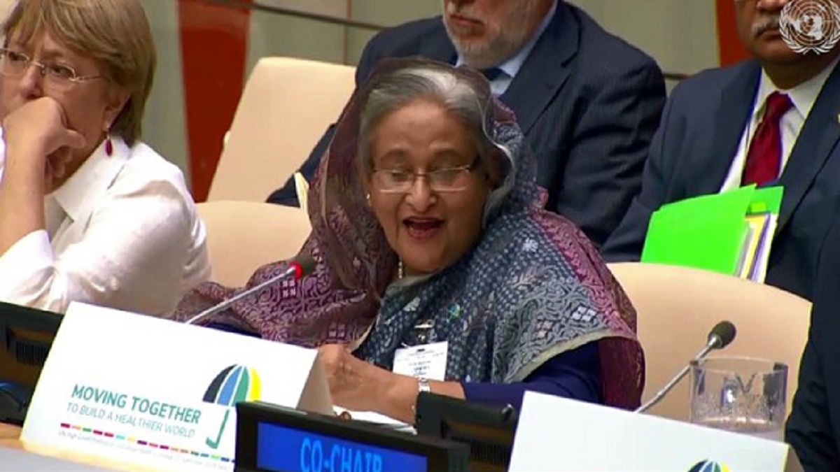 জাতিসংঘে প্রত্যন্ত অঞ্চলে স্বাস্থ্য সেবা পৌঁছে দেওয়ার পরিকল্পনা জানালেন প্রধানমন্ত্রী