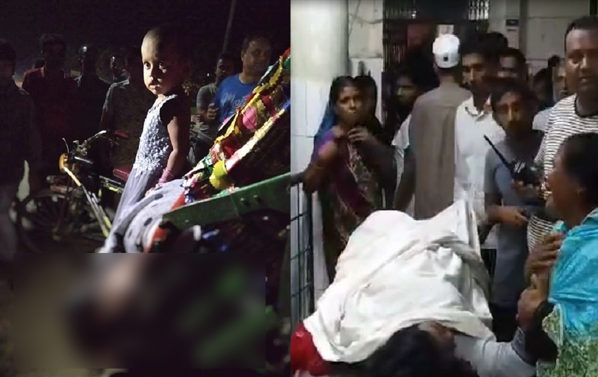 রিক্সায় ওড়না পেঁচিয়ে মায়ের মৃত্যু,পাশে কাঁদছে শিশু!