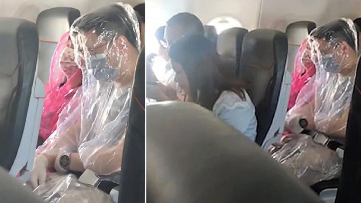 করোনাভাইরাস আতঙ্কে প্লাস্টিকে মুড়ে বিমানযাত্রা!
