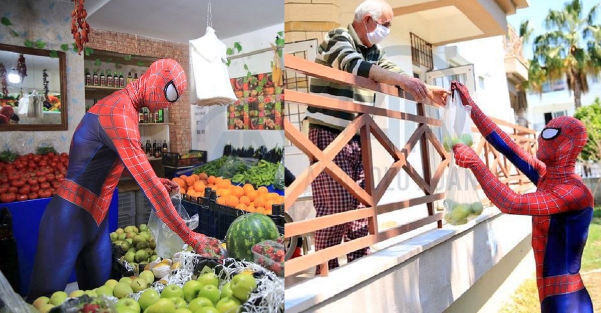 বাজার করে বাড়ি বাড়ি পৌঁছে দিচ্ছে স্পাইডারম্যান!