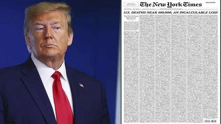 নিউইয়র্ক টাইমসের পাতাজুড়ে করোনায় মৃতদের নাম
