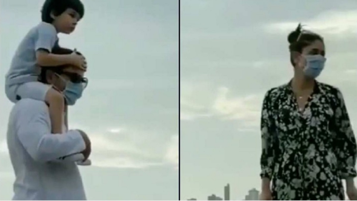 বাচ্চার মুখে মাস্ক নেই, পুলিশের ধমক খেলেন সাইফ-কারিনা