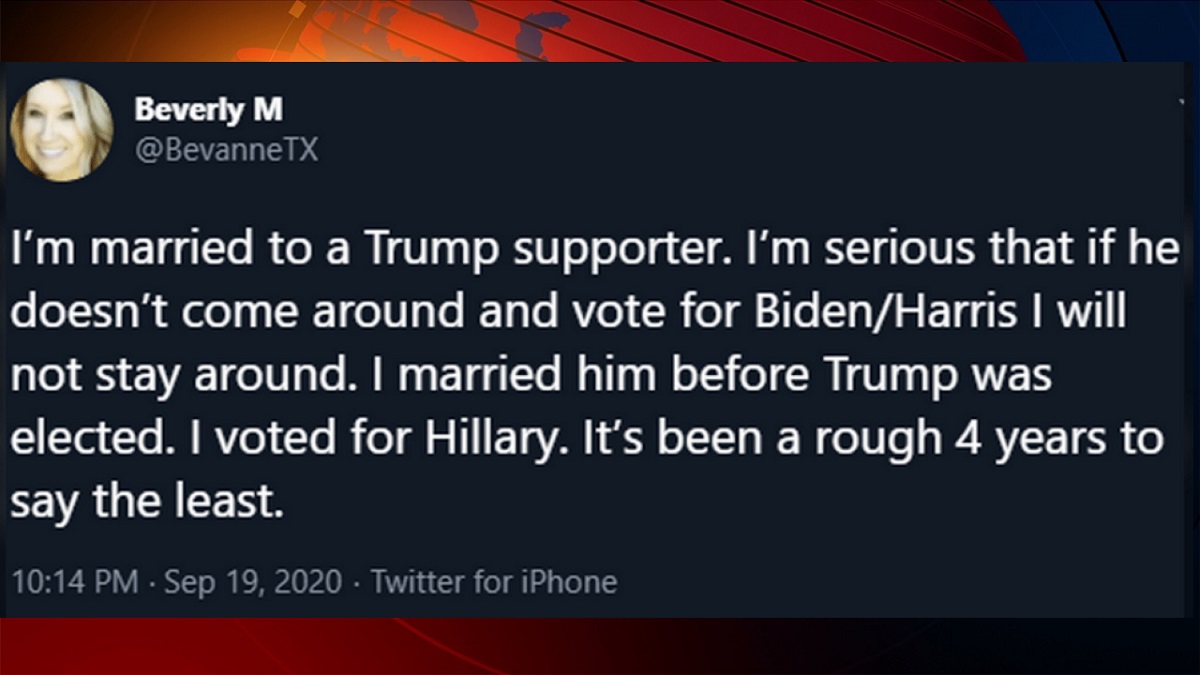 ট্রাম্পকে ভোট দিলে স্বামীকে তালাক দেবে স্ত্রী!