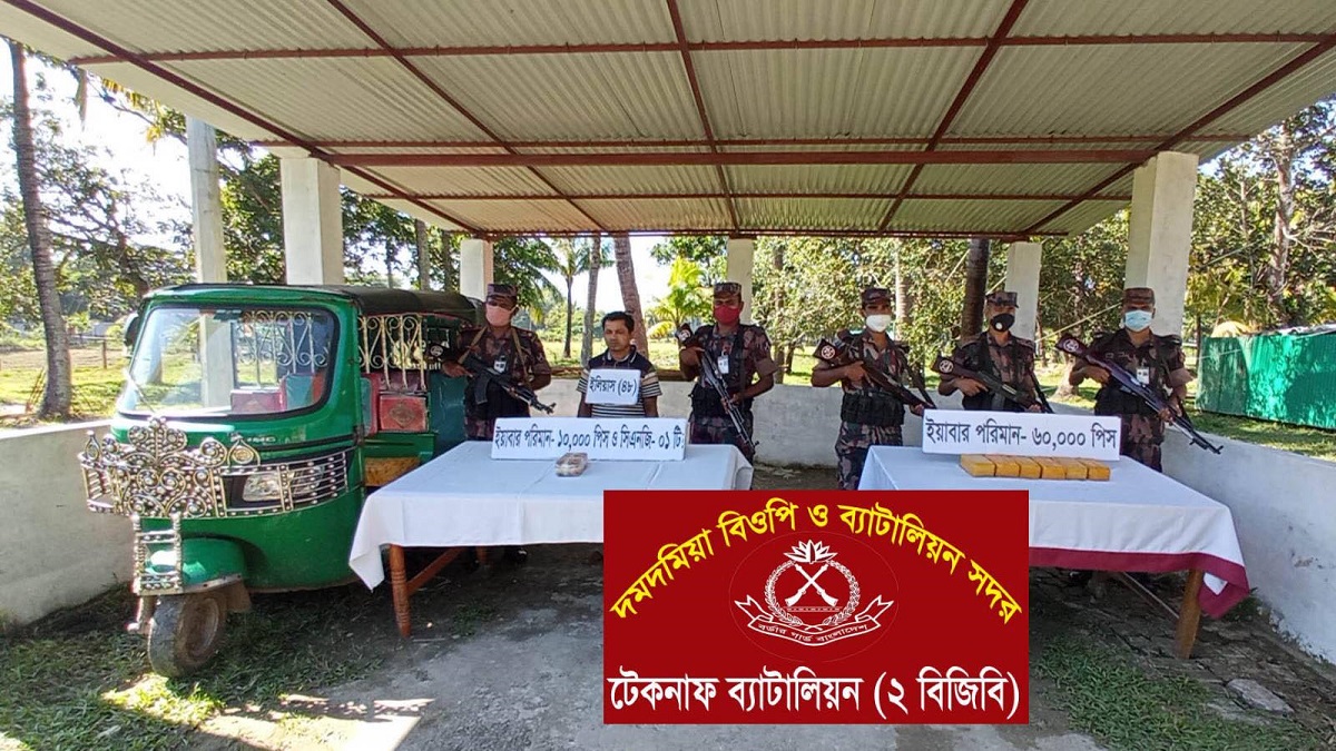 টেকনাফে বিজিবির পৃথক অভিযানে ৭০ হাজার ইয়াবাসহ আটক ১