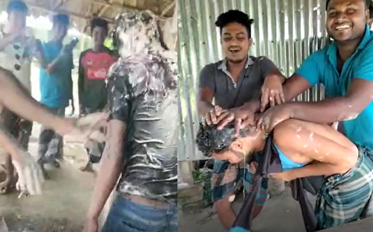 ব্রাজিল সমর্থকদের মাথায় ডিম-রং-ময়দা মেখে বিজয় উদযাপন