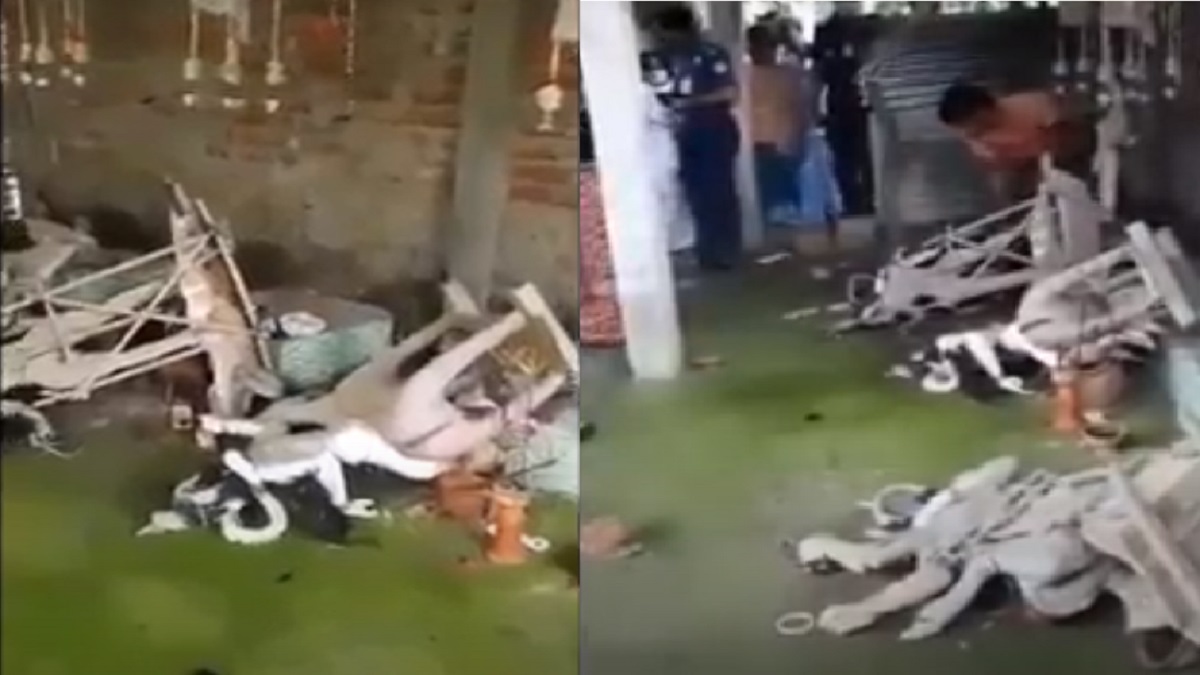 পিরোজপুরে গভীর রাতে মন্দিরের প্রতিমা ভাংচুর, মামলা দায়ের