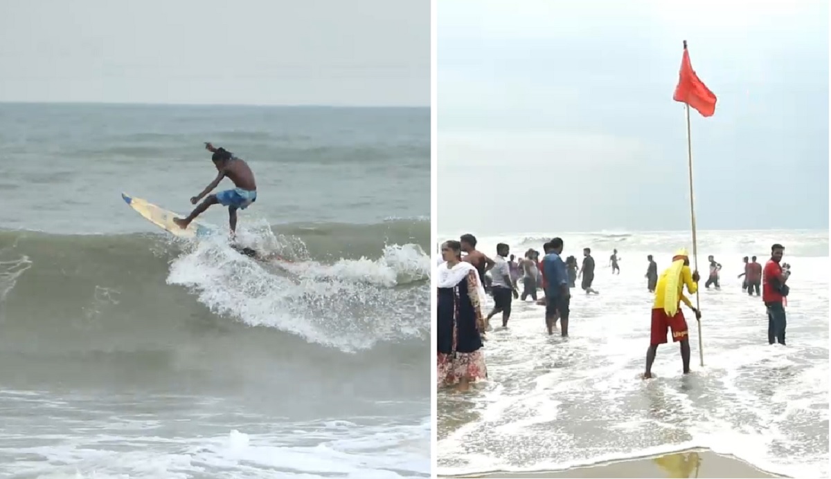 উত্তাল সাগরে আনন্দে মেতেছেন আটকে পড়া পর্যটকরা