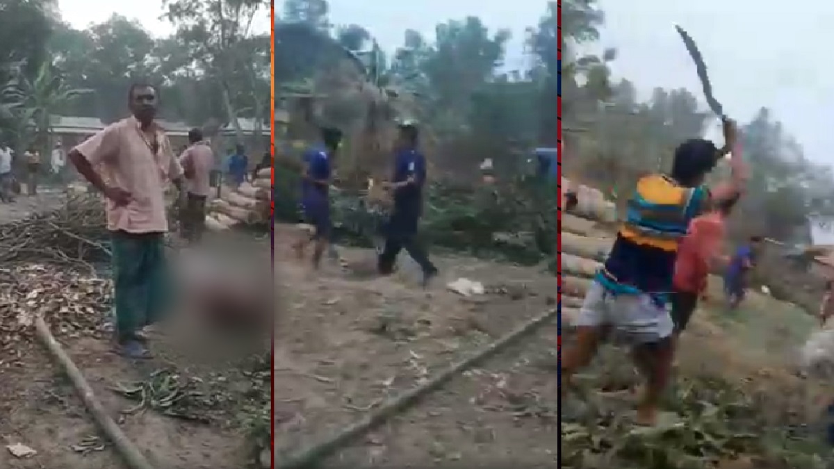 শেরপুরে পুলিশের সামনে কুপিয়ে খুন, ভিডিও ভাইরাল