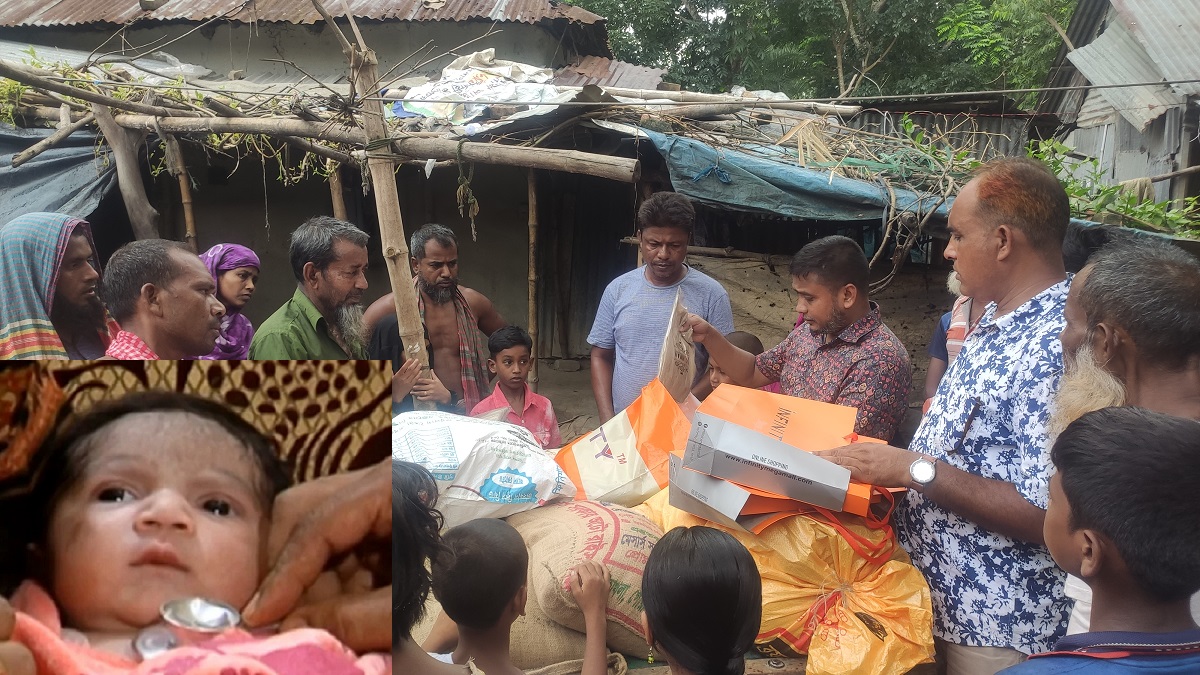 ত্রিশাল ট্রাজেডি: নবজাতকের দায়িত্ব নেয়া সেই ব্যবসায়ীর পক্ষ থেকে বাড়িতে পৌঁছালো সামগ্রী
