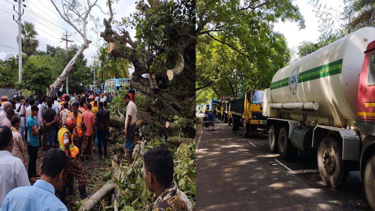 ঘূর্ণিঝড় সিত্রাং: ১৮ ঘণ্টা পর ঢাকা-বেনাপোল মহাসড়কে যানচলাচল স্বাভাবিক
