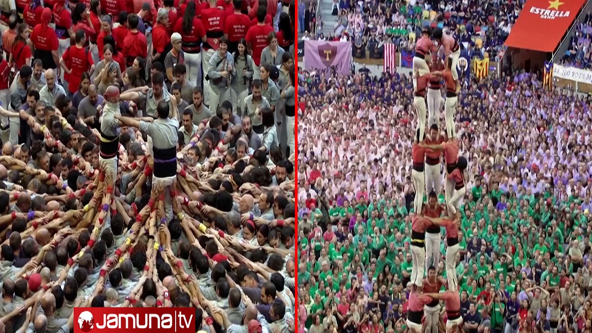 স্পেনে হয়ে গেলো ‘ক্যাস্তেল’ বা মানব টাওয়ার বানানোর উৎসব