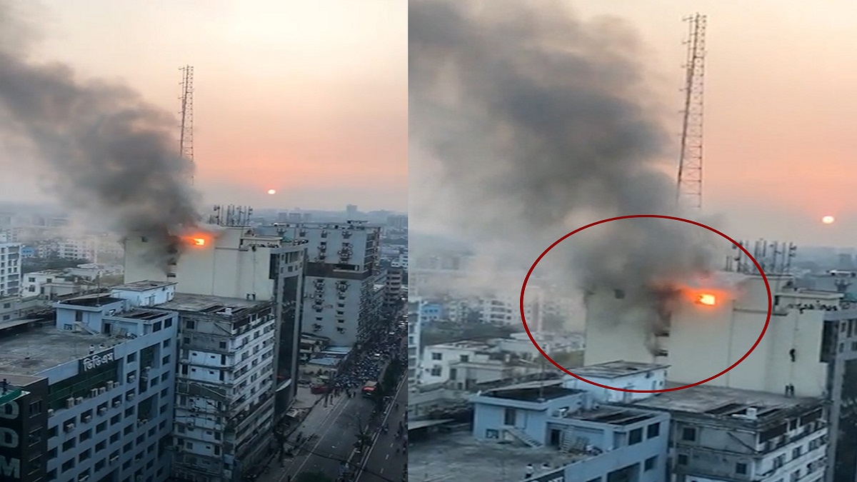 মহাখালীর আমতলীতে বহুতল ভবনে আগুন