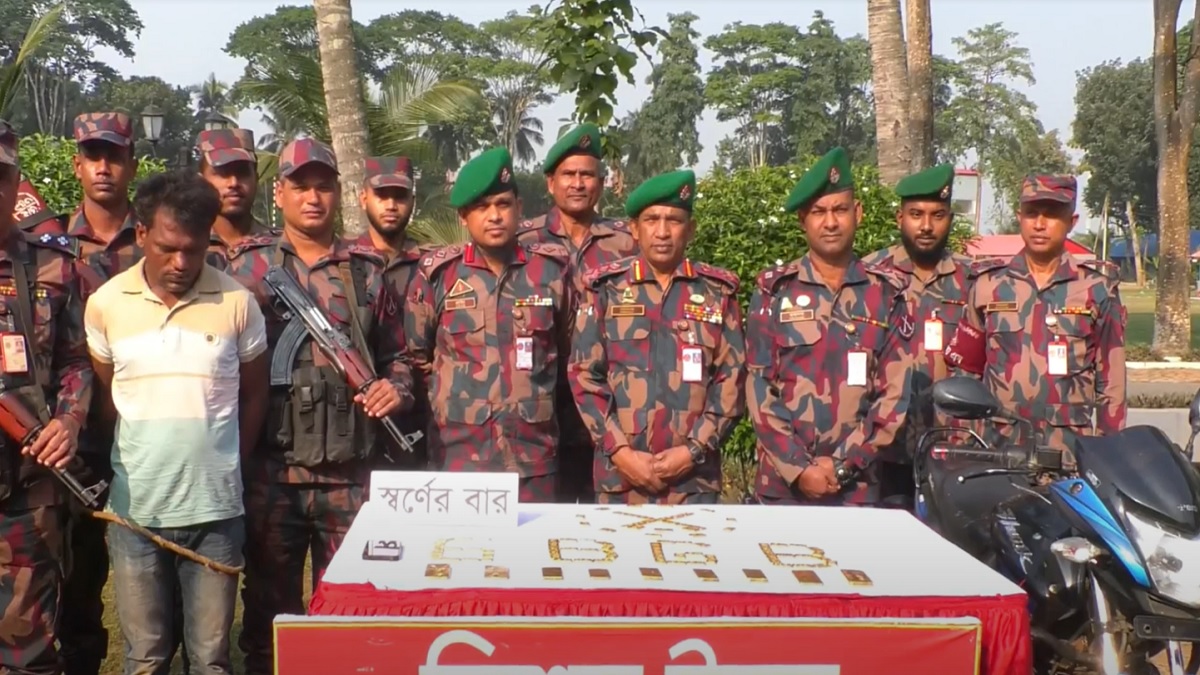 চুয়াডাঙ্গা সীমান্তে ১৬ কেজির ৯৬টি স্বর্ণের বার জব্দ, আটক ১