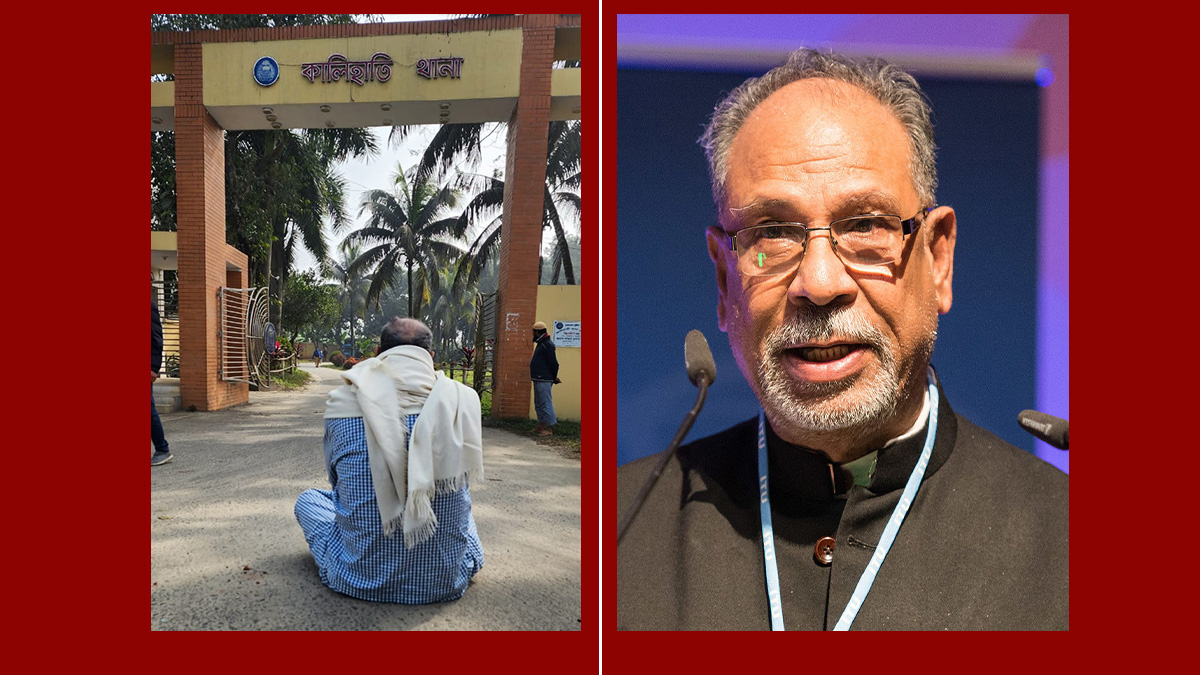 থানার সামনের রাস্তায় বসে লতিফ সিদ্দিকীর প্রতিবাদ