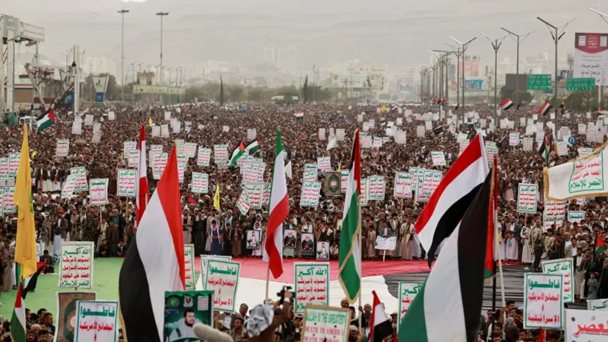 ফিলিস্তিনিদের প্রতি সমর্থন জানিয়ে বিক্ষোভ ইয়েমেনে