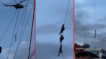 হেলিকপ্টারের দড়িতে ঝুলে পালিয়েছেন নেপালের মন্ত্রীরা!